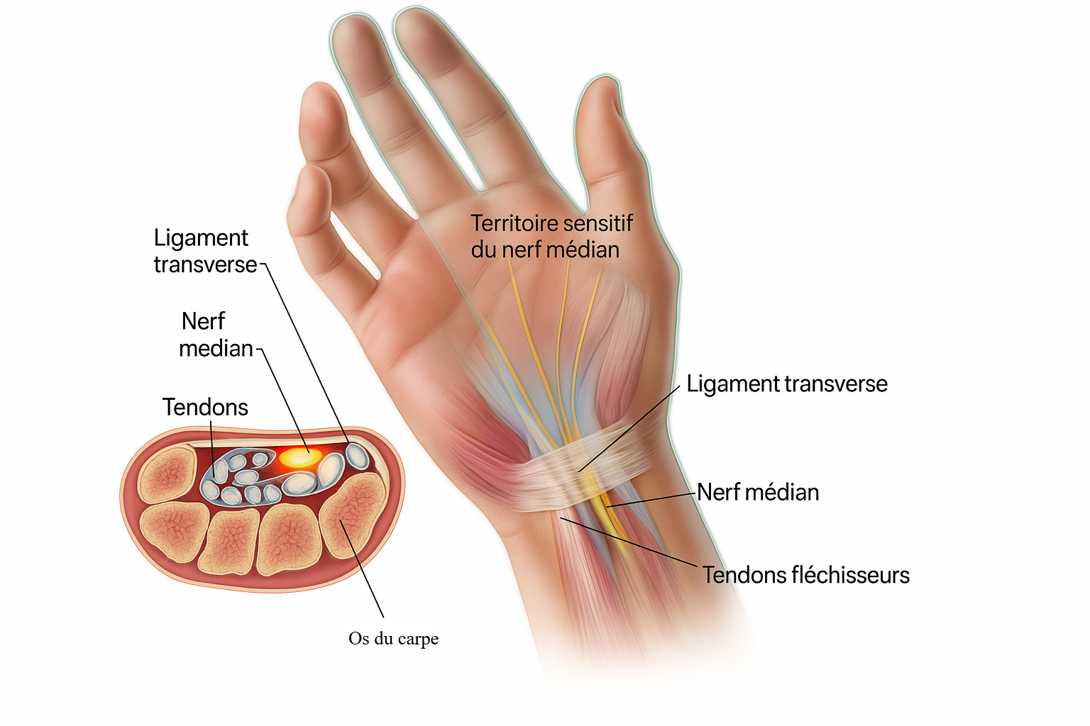 Anatomie du syndrome du canal carpien