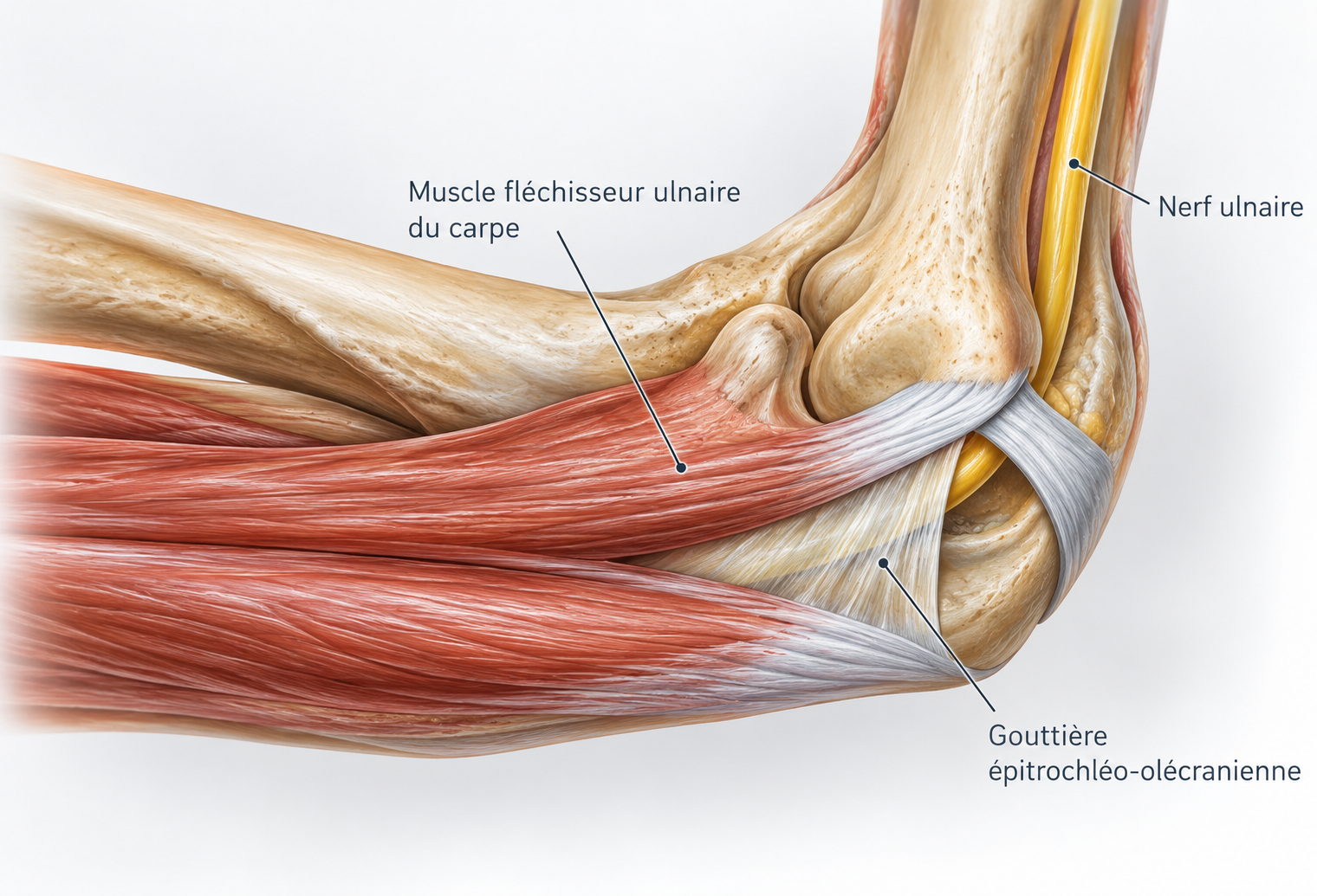 Anatomie du compression du nerf ulnaire au coude